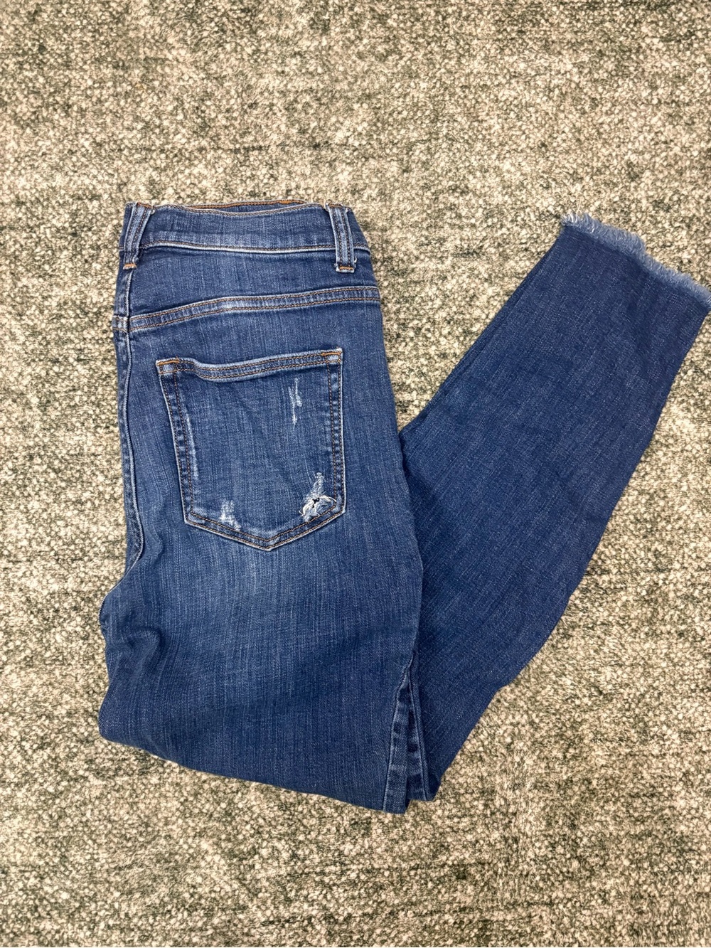 Forever 21 Dark Blue Skinny Jeans with Frayed Hem